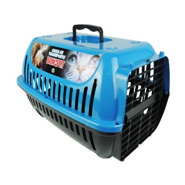 Caixa de Transporte para Gatos Brinqpet N.1 (Azul)