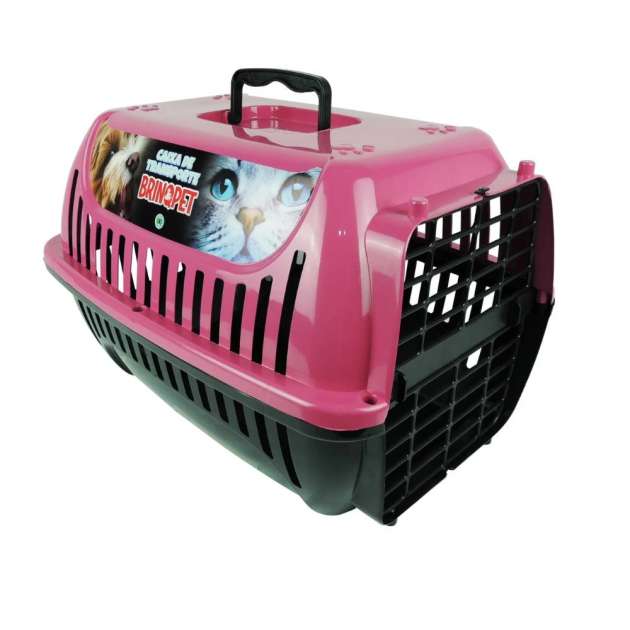 Caixa de Transporte para Gatos Brinqpet N.1 (Rosa)