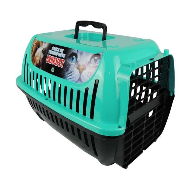 Caixa de Transporte para Gatos Brinqpet N.1 (Verde Tiffany)